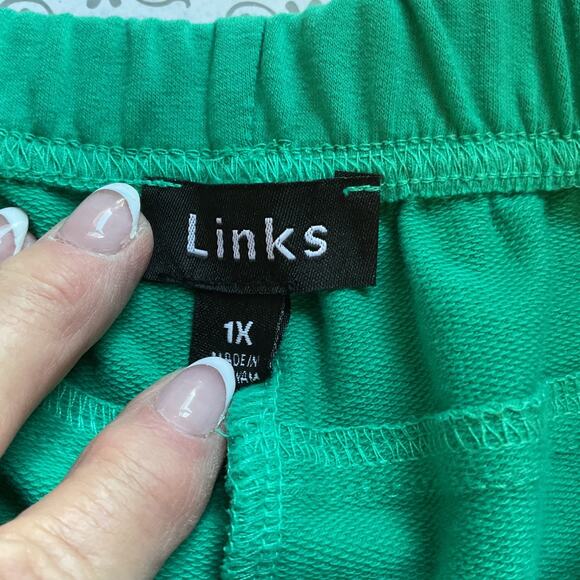 Links Green Elastic Waist 4 Pockets Stretch Career Party Travel Pants 1X (14) - Picture 5 of 7